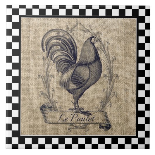 Franse kip op het bord Tegeltje (Voorkant)