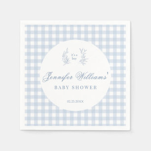 Franse klassieke blauwe baby jongensfeest papieren servet