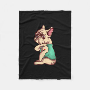 franse knelhond Ik hou van tattoo cadeau Fleece Deken