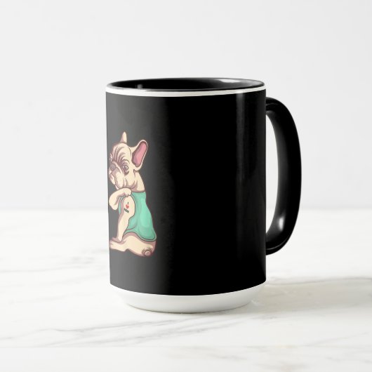 franse knelhond Ik hou van tattoo cadeau Mok (Voorkant rechts)