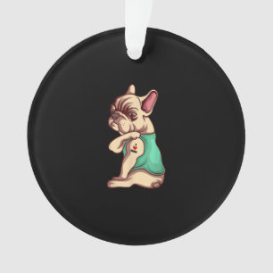 franse knelhond Ik hou van tattoo cadeau Ornament