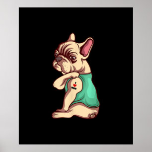 franse knelhond Ik hou van tattoo cadeau Poster