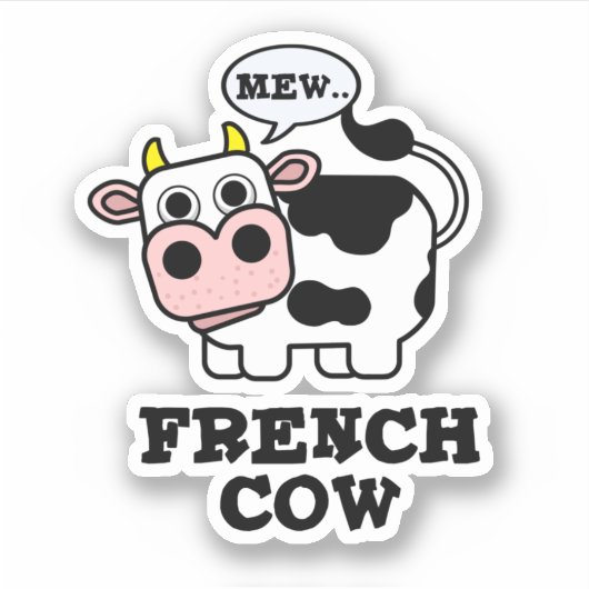Franse Koe Funny Animal Pun Sticker (Voorkant)