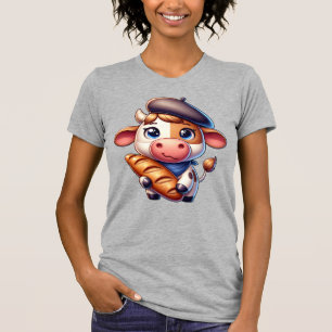 Franse Koe met stokbrood T-shirt