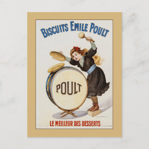 Franse koekjes, klein meisje op een drumvaten Briefkaart