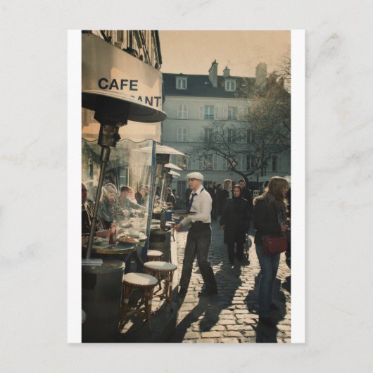 Franse koffiekelner briefkaart (Voorkant)