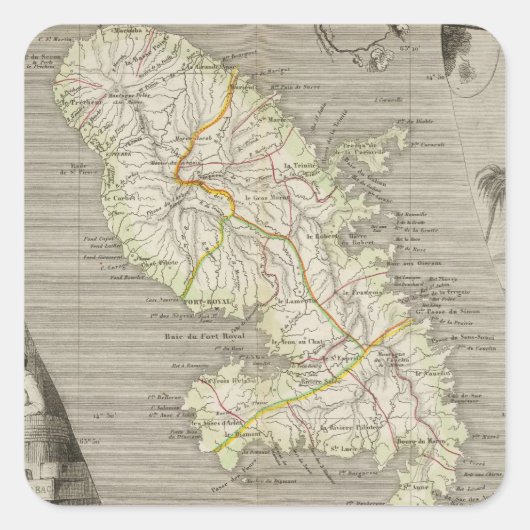Franse kolonies Martinique Vierkante Sticker (Voorkant)