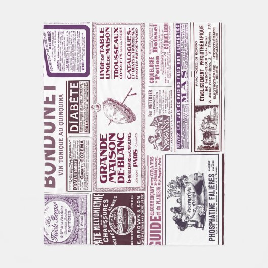  Franse krant Ads 1910 Fleece Deken (Voorkant)