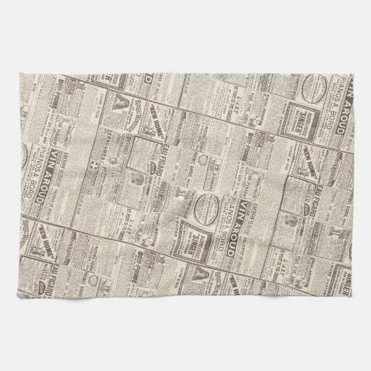  Franse krant Advertisements Pattern Theedoek (Horizontaal)