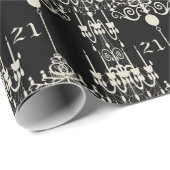 Franse kroonluchter zwart beige crème cadeaupapier (Rol Hoek)