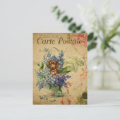  Franse kunstdrukken, honden Floral Briefkaart (Staand voorkant)