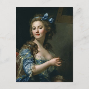 Franse kunstvrouw in blauw dress Briefkaart