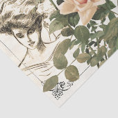 Franse Lady Pink Rose Franse Manuscript  Border Tissuepapier (Detail)
