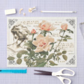 Franse Lady Pink Rose Franse Manuscript  Border Tissuepapier (Craft)