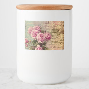 Franse land elegante, sjofele elegante, roze voedselcontainer etiket