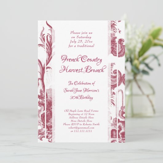 Franse land Oogst Verjaardag Brunch Barok Kaart (Staand voorkant)