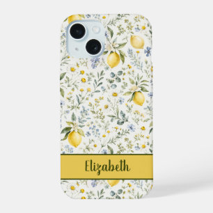 Franse Landelijke Citroen Wilde Bloem Aangepaste N iPhone 15 Hoesje