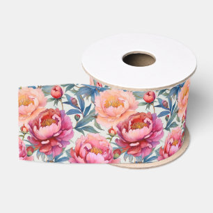 Franse landelijke decoratie roze en perzik pioenro grosgrain lint