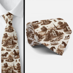 Franse Landelijke Paard Toile de Jouy Heren Das