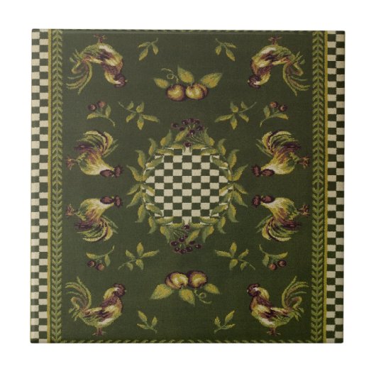 Franse landroestraten Olive Ceramic Tile Tegeltje (Voorkant)