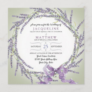 Franse Lavendel Bloem Krans Typografie Script Kaart