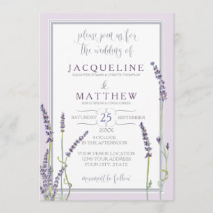 Franse lavender Floral Waterverf Leaf Typografie Kaart