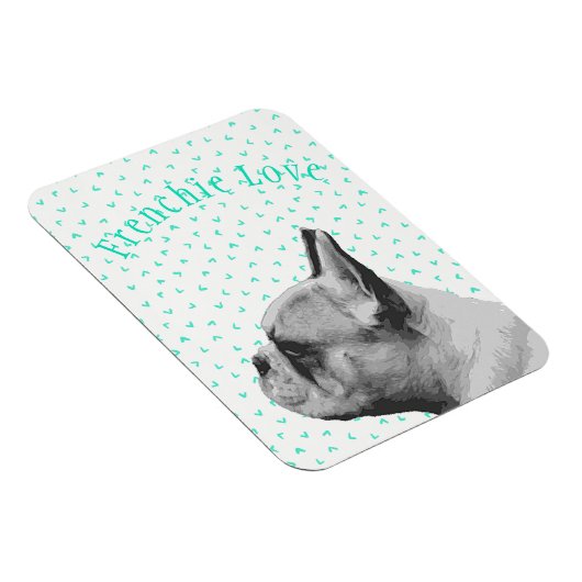Franse liefde - Franse bulldog & leuk Blauwgroen p Magneet (Rechterzijde)