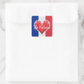 Franse liefde vierkante sticker (Tas)