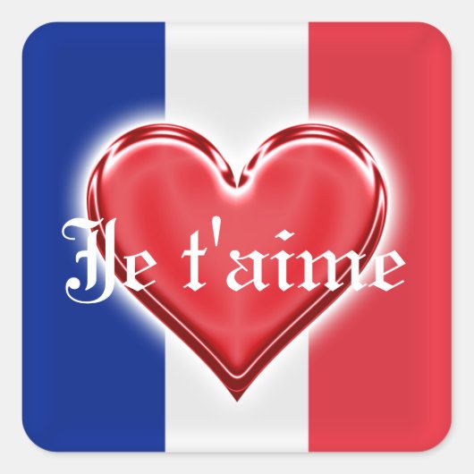 Franse liefde vierkante sticker (Voorkant)