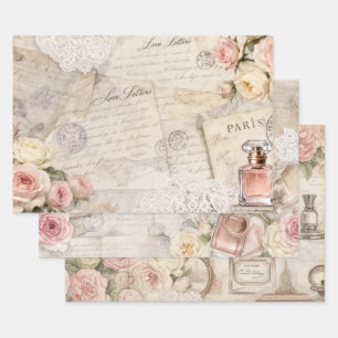 Franse liefdesbrief cadeauverpakkingsset inpakpapier vel