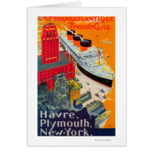Franse lijnreisposter, Havre-to-Plymouth, NY
