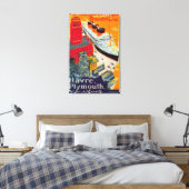 Franse lijnreisposter, Havre-to-Plymouth, NY Canvas Afdruk (Insitu (Slaapkamer))