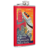 Franse lijnreisposter, Havre-to-Plymouth, NY Heupfles (Rechts)