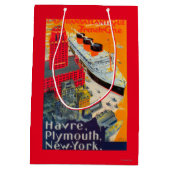 Franse lijnreisposter, Havre-to-Plymouth, NY Medium Cadeauzakje (Achterkant)