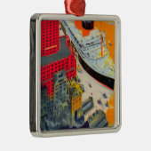 Franse lijnreisposter, Havre-to-Plymouth, NY Metalen Ornament (Rechts)