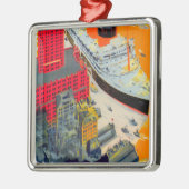 Franse lijnreisposter, Havre-to-Plymouth, NY Metalen Ornament (Links)