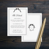 Franse lint boog kam monogram bruiloft details informatiekaartje