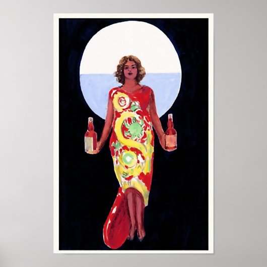 Franse liqueur Woman 1920 Art Deco Poster (Voorkant)