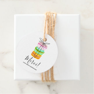 Franse macaron baby shower gunstag bedankjes labels