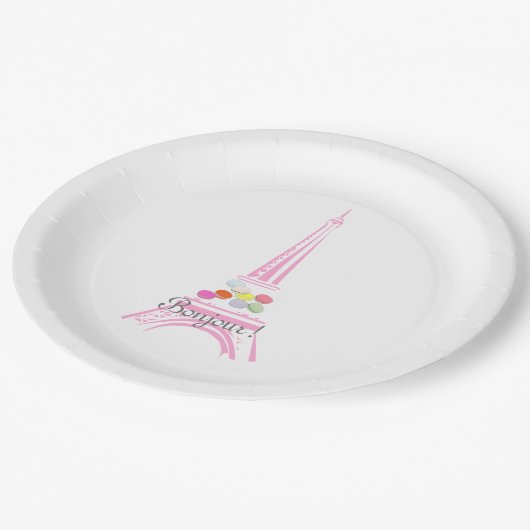 Franse Macaron Eiffel Tower Parijs Papieren Bordje (Gekanteld)