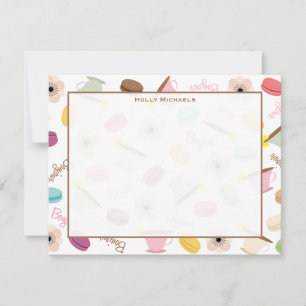 Franse Macarons Anemome & Teacups Flat Notecards Notitiekaartje
