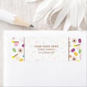 Franse Macarons Anemonen & Teacups Adreslabel Etiket (Insitu)