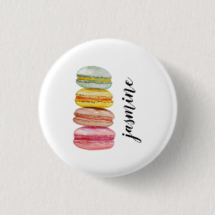 Franse Macarons Aquarel Handgeschilderd Ronde Button 3,2 Cm