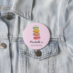 Franse Macarons Aquarel Handgeschilderd Ronde Button 7,6 Cm