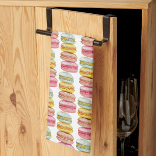 Franse Macarons Aquarel Handgeschilderd Theedoek