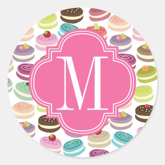 Franse Macarons gepersonaliseerd Ronde Sticker (Voorkant)