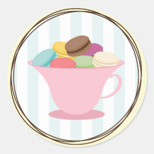 Franse macarons in roze Tea Cup Sticker