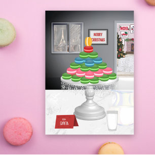 Franse Macarons Kerstavond en -ochtend Parijs Feestdagen Kaart