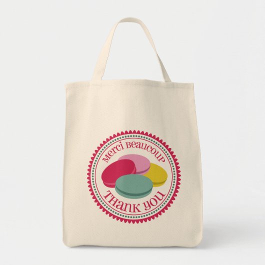 Franse Macarons Merci Beaucoup bedankt Tote Bag (Voorkant)