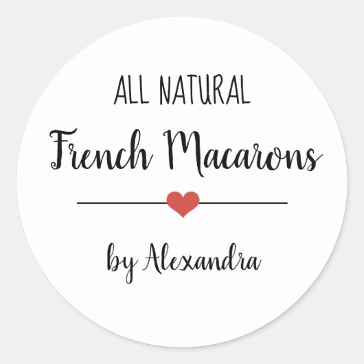 Franse Macarons wit script Ronde Sticker (Voorkant)